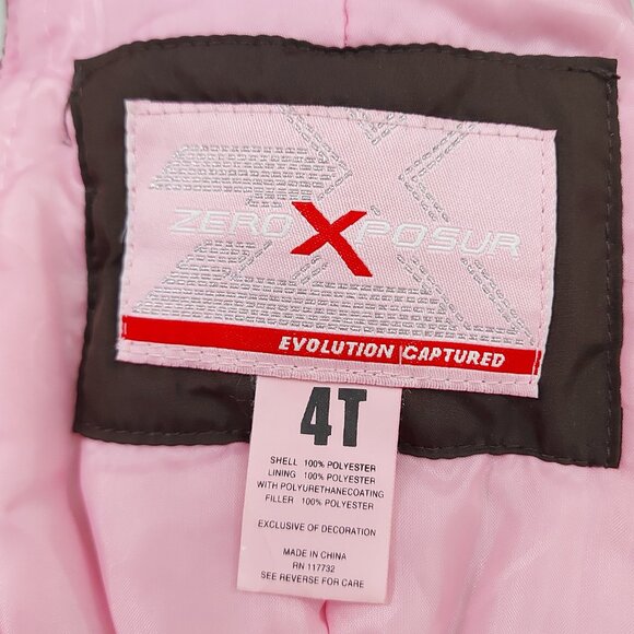 ZeroXposur Snow Bibs Girls 4T Brown Front Zip Insulated Warm Winter Outdoor - Picture 8 of 10